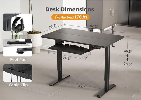 Claiks Standing Desk with Keyboard Tray, Standing Desk Adjustable Height, Raising Desks for Home Office and Computer Workstation, 48 Inches, Rustic Brown in Kuwait