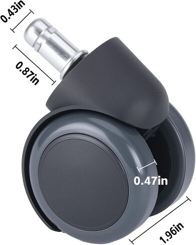 Office chair wheel replacement kit, 5 pieces, suitable for hardwood floors and carpets, silent wheels, smoothly rotating office/gaming chair wheels suitable for most chair models (dark grey) in Saudi Arabia