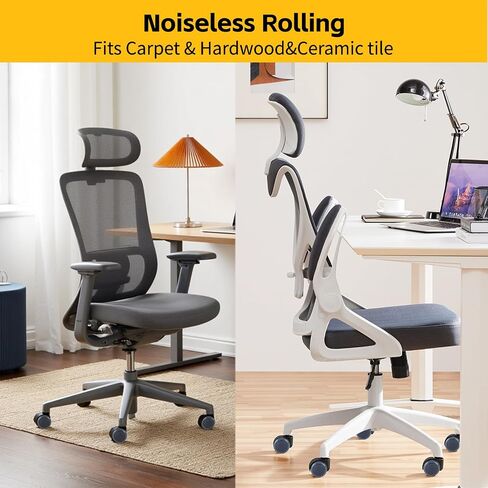 Office chair wheel replacement kit, 5 pieces, suitable for hardwood floors and carpets, silent wheels, smoothly rotating office/gaming chair wheels suitable for most chair models (dark grey) in Saudi Arabia
