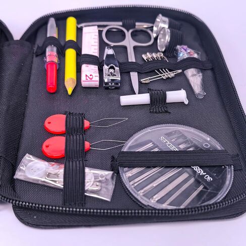 Libiline Portable Sewing Kit with Thread Spools, Scissors, Needles, Measuring Tape, Travel Case (42pcs-Black) in Saudi Arabia