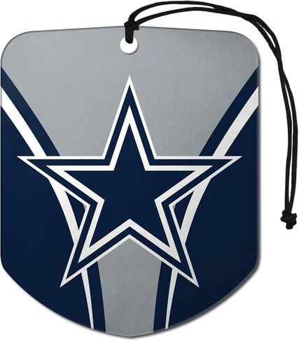 FANMATS 61568 NFL Dallas Cowboys معطر هواء معلق للسيارة، عبوتين، رائحة ثلج سوداء، مزيل للرائحة، تصميم درع مع شعار الفريق in Saudi Arabia