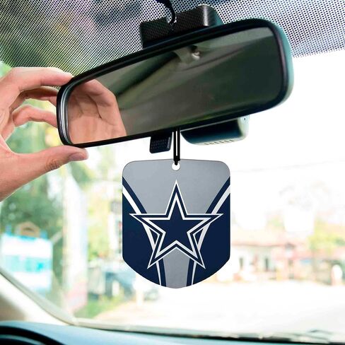 FANMATS 61568 NFL Dallas Cowboys معطر هواء معلق للسيارة، عبوتين، رائحة ثلج سوداء، مزيل للرائحة، تصميم درع مع شعار الفريق in Saudi Arabia