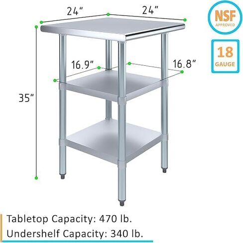 Stainless Steel Work Table with Double Undershelf – Commercial Prep Table for Kitchen, Bakery, Restaurant – NSF Certified (18 x 36) in Kuwait