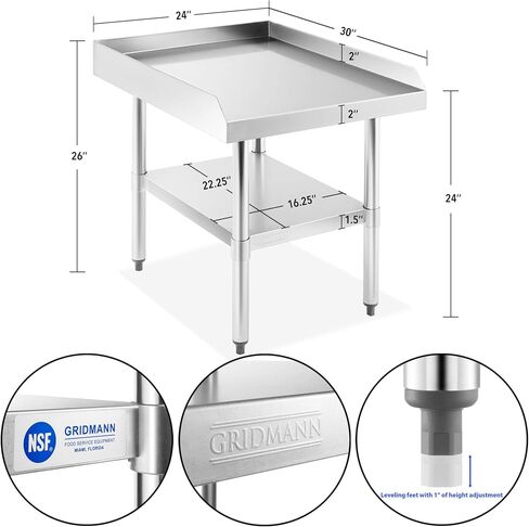 GRIDMANN NSF 16-Gauge Stainless Steel 36" L x 30" W x 24" H Equipment Stand Grill Table with Undershelf for Commercial Restaurant Kitchen in Saudi Arabia