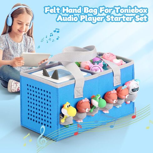 حافلة حقيبة Toniebox Audio Playi و STARTER STET ، حقيبة منظمات FOLED ، سافر إلى حقيبة TONIEBOX Earphone و Charger Accessories (Blue) in Saudi Arabia