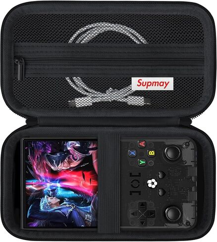 Supmay Carrying Case متوافقة مع وحدة التحكم في لعبة R36 Max Retro باليد ، حقيبة سفر في ألعاب الفيديو مع شحن كابل ، بطاقة TF ، يدوي ، أسود in Saudi Arabia