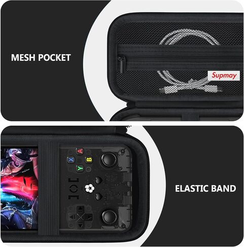 Supmay Carrying Case متوافقة مع وحدة التحكم في لعبة R36 Max Retro باليد ، حقيبة سفر في ألعاب الفيديو مع شحن كابل ، بطاقة TF ، يدوي ، أسود in Saudi Arabia