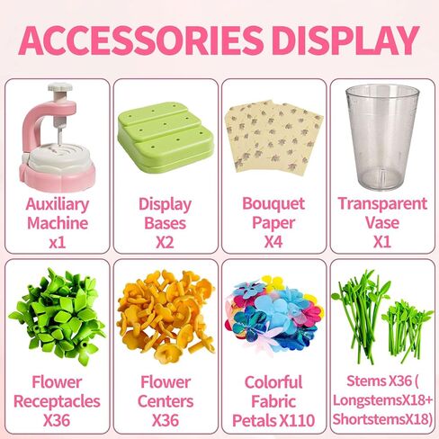 Dikopubby DIY Flower Craft Kit for Kids ، Fabric Flower Making Kit مع أكثر من 200 قطعة ولعب الفنون والحرفية للفتيات الأعمار 3 4 5 6 ، هدايا عيد الميلاد الإبداعية ، لعبة Market Play Play in Saudi Arabia