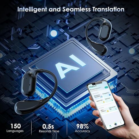 ترجمة سماعات الأذن الحقيقية Rime AI: Olycism AI مترجم أذن مع 150 لغة 3 في 1 ترجمة سماعات بطارية طويلة بلوتوث 5.4 ، iOS Android لدراسة أعمال السفر in Kuwait