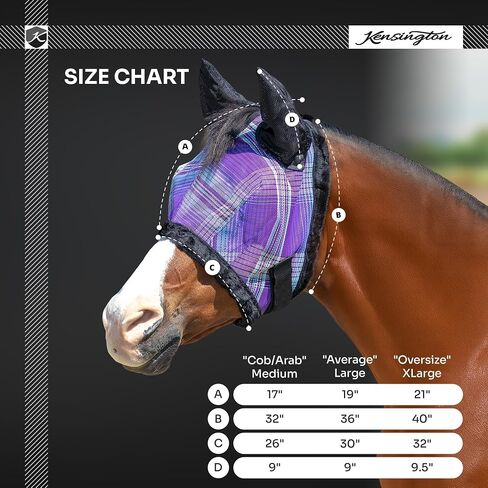 Kensington Signature Fly Mask w/Plush Fleece & Ears w/forelock Hole Size in Saudi Arabia