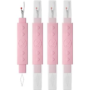 2 in 1 Needle Threader Seam Ripper,4 Pack Needle Threader for Hand Sewing,Knitting,Cross Stitch,Embroidery,Thread Removal