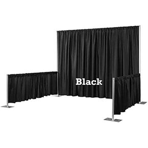 Pipe and Drape Trade Show Display Booth Package (1) 10 ft. x 10 ft. - Black Banjo Uprights, Drape Supports,Bases, Drape