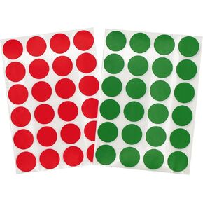 ChromaLabel 3/4 Inch Circle Sticker Labels, Easy to Write On Round Label Stickers, Permanent Sticky Dots - 1200 Colored Dot Stickers per Variety Pack, Red and Green Sticker