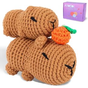 Crochet Kit for Beginners Adults Kids - Amigurumi Crochet Kit for Beginners with Step-by-Step Video Tutorials - Beginner-Friendly Yarn - Easy Learn to DIY Knitting Supplies - 4 Pack Mushroom