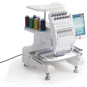 Fully Automatic Embroidery Machine, Single Head Computerized Embroidery Machine with 20 * 30cm Large Embroidery Area and 1000 RPM Speed, Support Freely DIY for Hats and Clothing Embroidery
