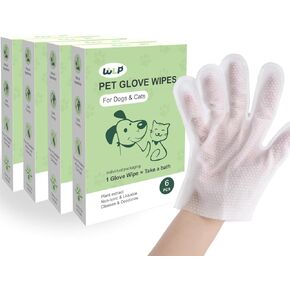 Pet Glove Wipes for Dogs and Cats, Hypoallergenic, Cleaning and Hydrating, for Grooming Body Fur Paws and Butt, with Jojoba Oil (30 PCS)