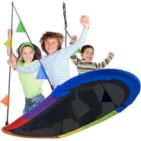Sorbus 66" Saucer Swing for Kids - 700lbs Big Oval Platform - Tree Glider Therapy for Kids - Adjustable Ropes & Durable Seat - Trampoline Net for Indoor/Outdoor, Accessory Included