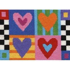 Alice Peterson Hugs & Kisses Multicolor Valentine Needlepoint Kit, 7" x 5"