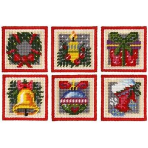 Wizardi Coaster Needlepoint (halfstitch) kit Set of 6 Designs "Christmas time" 5106 Orchidea