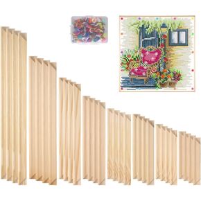 Needlepoint Stretcher Bars for Needlework - 8 Sizes with 100 Pins, Canvas Stretcher Bars, Needlework Art Supplies, Wood Canvas Needlepoint Frames, Easy Assembly, Ideal for Embroidery, Needlework