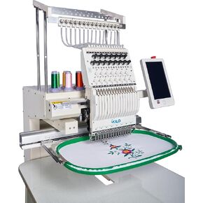 15-Needle Embroidery Machine - 13"x19.7" LCD Embroiderer for T-Shirts, Caps & More | Commercial & Home Use