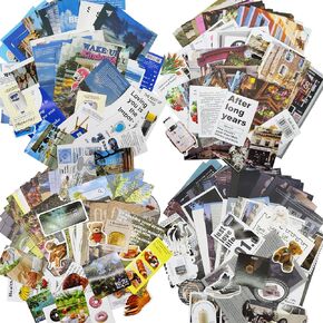 Naszonus 800 PCS Scrapbook Supplies, 480 Stickers + 320 Decorative Paper Set, 4 Theme Journal Kit for Planner, Bullet Journaling, Scrapbooking Collage