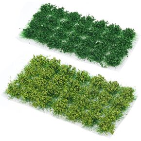 Miniature Green Tufts Static Bushy Grass Tuft Model Lowland Shrubs Scenery Model for Miniature Landscape Gaming Terrain (2 Color)