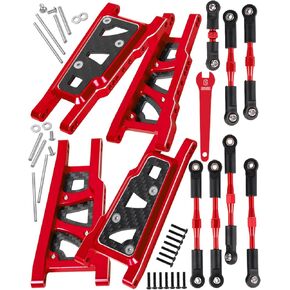 RC A Arms & Turnbuckles Upgrades Part for 1/10 Slash 4x4 (VXL),Rustler 4x4 (VXL),Stampede 4x4 (VXL),Alloy Aluminum Front Rear Suspension Arms,Turnbuckles Camber Link,Titanium
