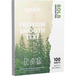 Premium Smooth Text Paper, 8.5 x 11 inches, 80lb Uncoated, 100 Sheets