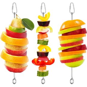 3 Pcs Bird Cage Food Holder Parrot,Stainless Steel Parrot Fruit Vegetable Stick Holders,Bird Food Treats Skewer,Birds Cage Feeder Foraging Toy Hanging Rodent Toy for Parakeet Budgie Macaw