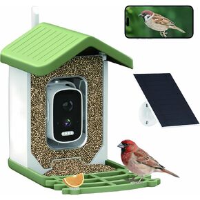 Bird Feeder with Camera - Outdoor Smart High-Definition Hummingbird Feeder, Solar Panel & Night Vision, Real-Time View & Instant Alerts, Good Ideal for Bird Watching