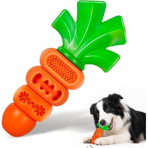 Bacon Flavored Dog Toys for Aggressive Chewers, Tough Dog Chew Bone, Durable Nylon & Rubber Teeth Cleaning Toy, Carrot-Shaped Dog Toy for Large Medium Breed 20-70lbs