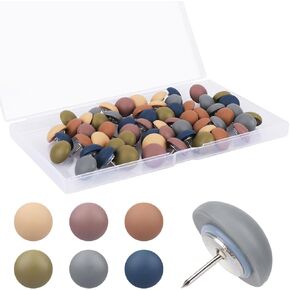 60pcs Matte Push Pins, Cute Reusable Colorful Round Map Pins Resin Thumb Tacks for Cork Board Wall Bulletin Board Home Office Photos Decorative Pushpins Packed in Box(Dark Colors)