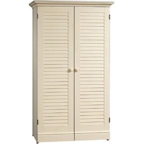 Sauder Harbor View Craft and Sewing Armoire with Table/Pantry cabinets, L: 35.12" x W: 21.81" x H: 61.58", White