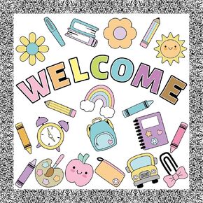 63 PCS Girl Style Bulletin Board Decoration مجموعة ترحيب مرة أخرى