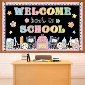 Composition Notebook Classroom Decor Welcome Back to School Bulletin Board Set Smile Face Colorful Composition Notebook Stationery Paper Cutouts for First Day of School Wall Door Classroom Decor