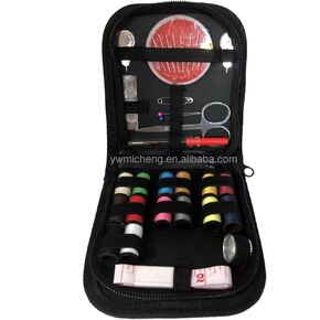 Portable Sewing Kit with Multiple Sizes, Travel Size Case with Colored Thread Spools, Scissors, Needles, Buttons and Accessories, Black (Small)