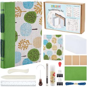 WEBEEDY DIY Long Stitch Bookbinding Kit - Complete Book Making Kit - DIY Writing Journal Set - Bookbinding Starter Kit for Women and Men - Work Note Taking Travel Business Personal Diary, A5
