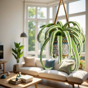 Hanging Plant is a challenging crochet kit for Beginners, Step-by-Step Crochet Tutorial Help the Crafter to Easily Get Started, DIY Crochet Knitting Material Kit Included All the Necessary Tools