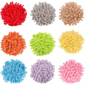 9Pcs Cat Pom Pom Balls, Cats Ball Toys with Bells, 2 inches Soft Cat Balls Toy for Indoor, Assorted Color Yarn Puffs Ball for Cats, Kitten Chasing Toys for Kitty, Pet Interactive Play(Multi-Color)