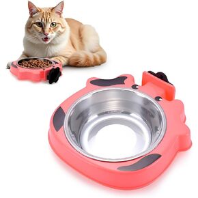 ABC PACK & SUPPLY Pink Water Bowl for Dog Crate, 7.5x7.4x1.7 Inches. Cat and Dog Crate Water Bowl No Spill. Stainless Steel Kennel Accessories. Pet Carrier Food Dish. Rabbit Cage Feeder