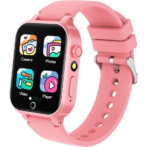 Vakzovy Kids Smart Watch Girls Gift for Girl Aged 6-12, with 26 Games Camera Music Video Pedometer Educational Toys Birthday Gifts Ages 5 6 7 8 lightpink
