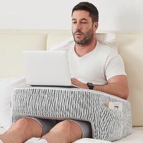 وسادة مكتب لاب توب، وسادة قراءة للحضن، وسادة عمل للسرير، وسادة كمبيوتر محمول للحضن، حامل كمبيوتر محمول للجلوس في السرير للبالغين، وسادة مكتب سرير من الإسفنج الذكي للعمل والألعاب والقراءة والكروشيه
