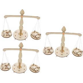 Garneck 3 Sets Creative Wooden Balance Scale Educational Assembling Plaything for Safe Smooth Edges Promotes Intellectual Development Tool