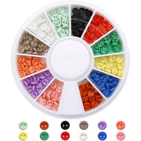 300 PCS Tiny Resin Buttons 3mm(1/8") 2 Hole Mini Resin Round Button for Dolls Clothing Sewing Accessories DIY Hand Sewing AIDS Doll Clothes (12 Colors mixed/300 PCS, 3mm(1/8"))