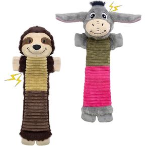 2 Pack No Stuffing Dog Squeaky Toys,Dog Chew with Crinkle and Squeaker,Cute Animal Plush to Keep Them Busy, Suitable for Large, Medium and Small Breeds (Donkey&Sloth