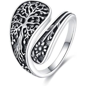 Sunflower Spoon Rings 925 Sterling Silver Adjustable Vintage Boho Turquoise Sunflower Thumb Rings Sunflower Jewelry Flower Birthday Gifts for Women Girls in Kuwait