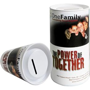 Paper Tube Charity Coin Collection Boxes Ticket Box Cardboard Tip Container with Tin removable cover 5.5"H Case Of 120 white blank cans