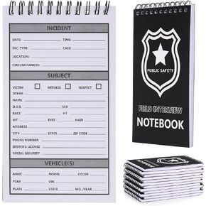 12 PCS Public Safety Police Police Invention Diversity Report Notepad for Lawing Offerior Higports Book Book Bookboor Cop Inventive Equiperations ، 70 Sheets/ 140 Pages (3 × 5 بوصة)