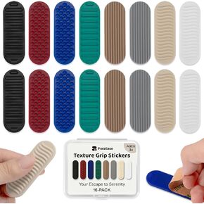 Textured Sensory Stickers for Adults – 16PC Adhesive Calm Strips for Anxiety & Stress Relief – Quiet Fidget Toys for Work, Office, Travel & Desk Use